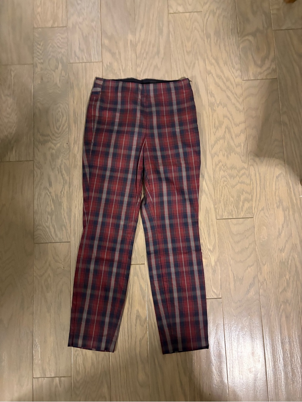 rag & bone Women's Red and Blue Plaid Skinny Pants